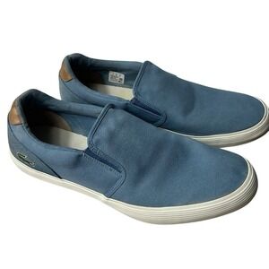 Lacoste Jouer Slip On Blue Canvas Sneakers Mens 12 Coastal Minimalist Preppy